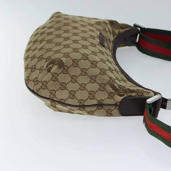 GUCCI GG Canvas Web Sherry Line Shoulder Bag Beige Red Green 181092 Auth 71918 - Picture 3 of 16